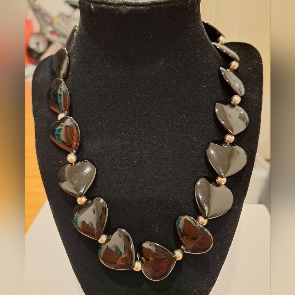 Elegant Black Onyx Stone Heart Necklace